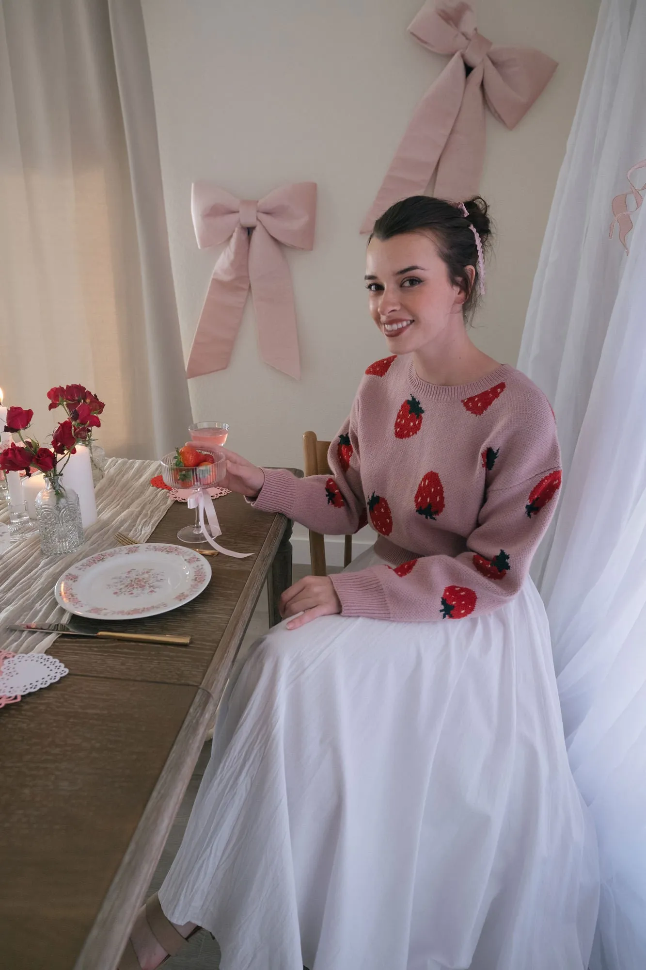 Jackie Strawberry Cropped Sweater sold by Morning Lavender product image thumbnail 5