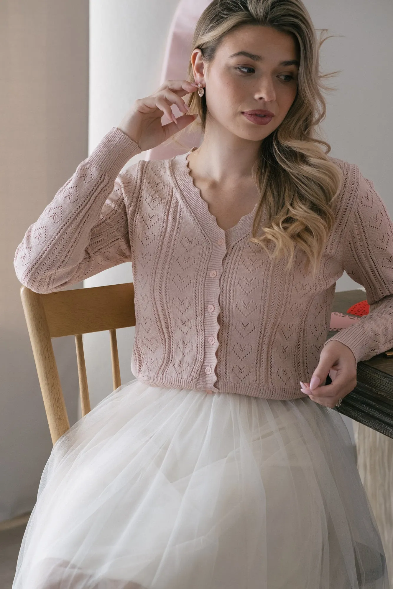 Hannah Heart Pointelle Cardigan sold by Morning Lavender product image thumbnail 3