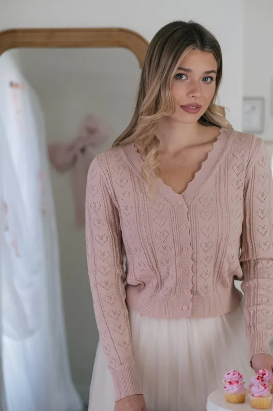 Hannah Heart Pointelle Cardigan sold by Morning Lavender