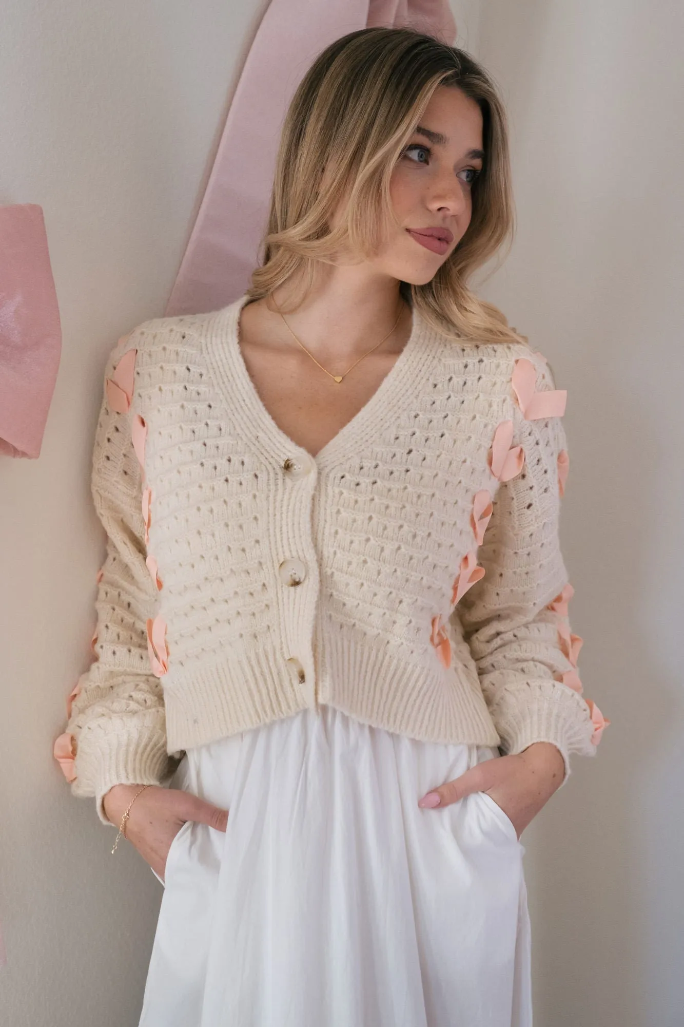 Erica Ribbon Buttoned Cardigan sold by Morning Lavender product image thumbnail 2