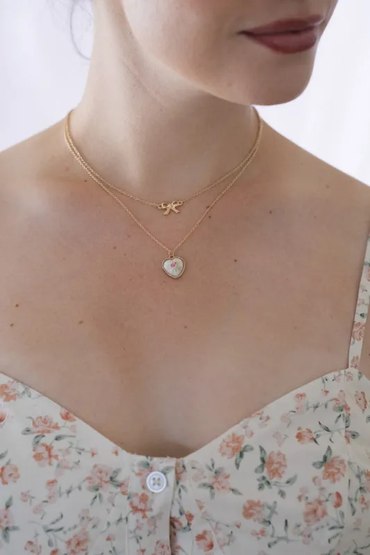 Becca Vintage Heart & Bow Layered Necklace sold by Morning Lavender