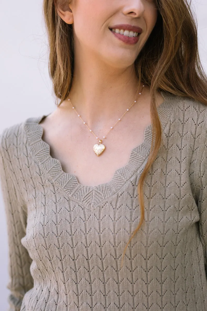Noelle Pearl Locket Necklace sold by Morning Lavender