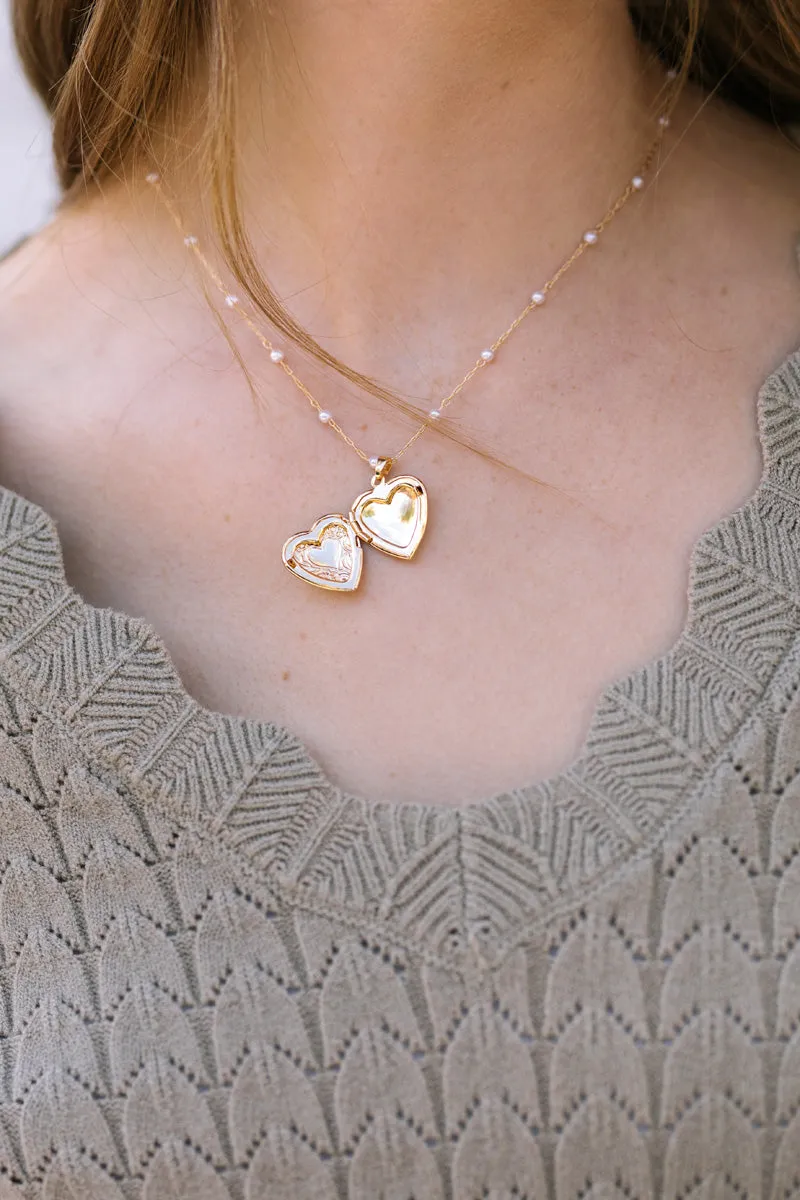 Noelle Pearl Locket Necklace sold by Morning Lavender product image thumbnail 4