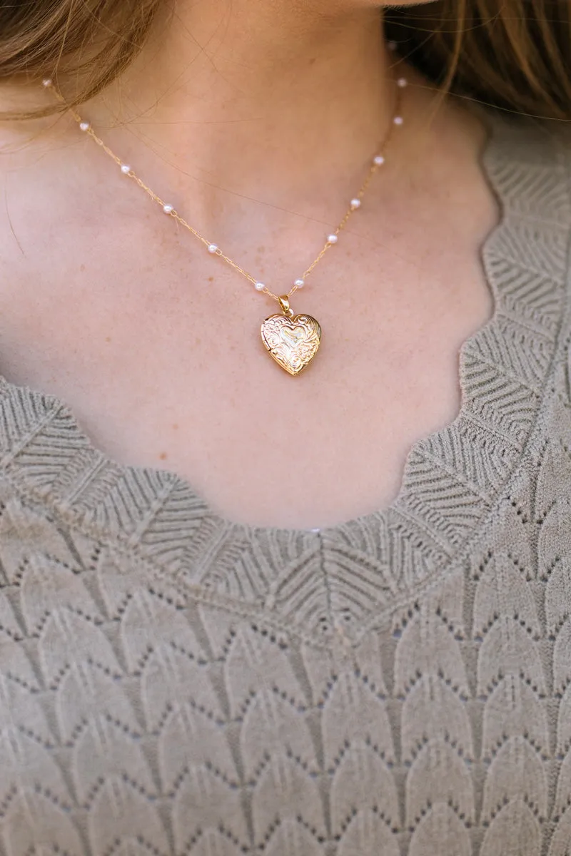 Noelle Pearl Locket Necklace sold by Morning Lavender product image thumbnail 2