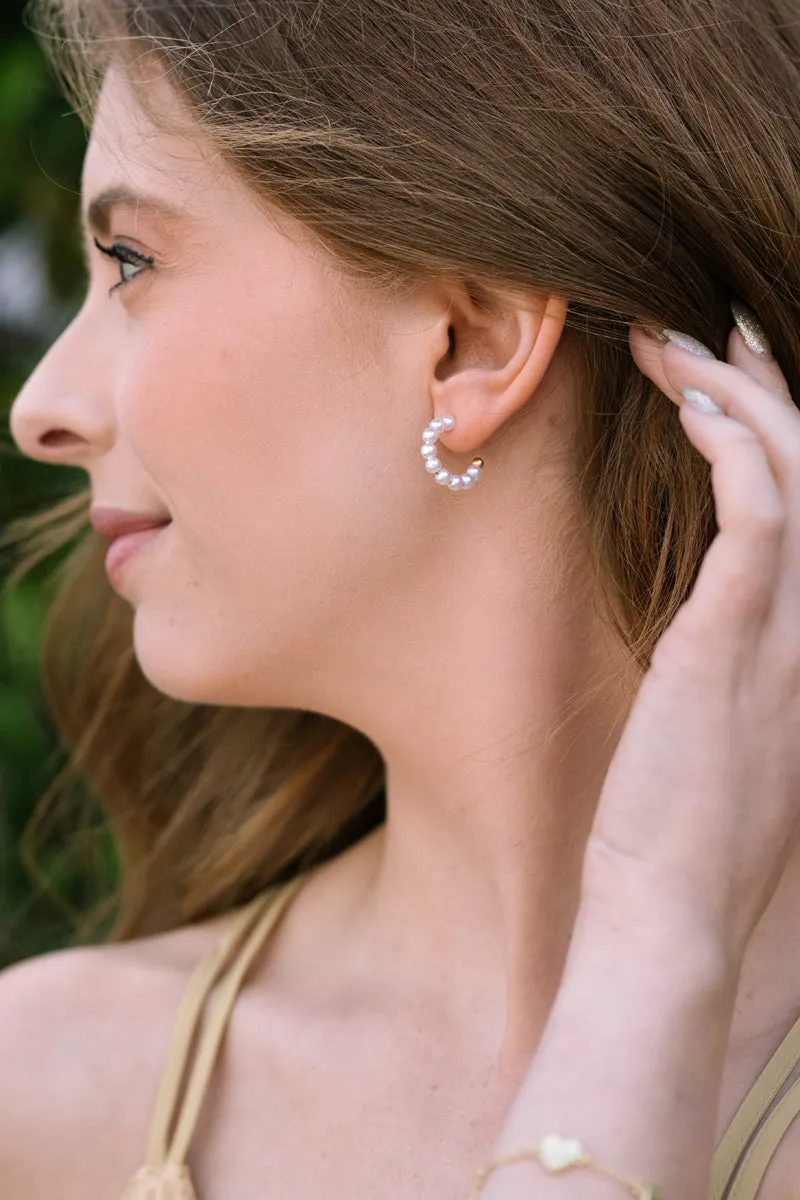 Daisy Pearl Huggie Earrings sold by Morning Lavender product image thumbnail 2