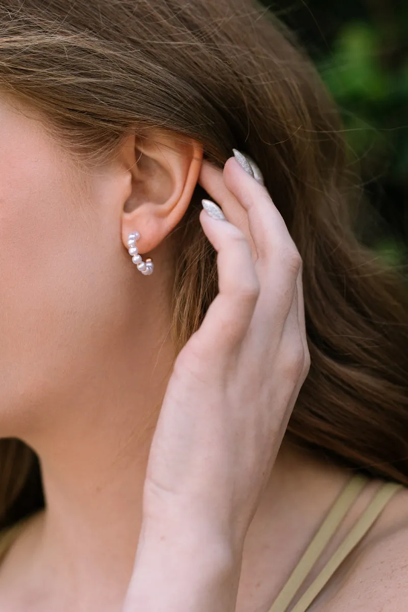 Daisy Pearl Huggie Earrings sold by Morning Lavender