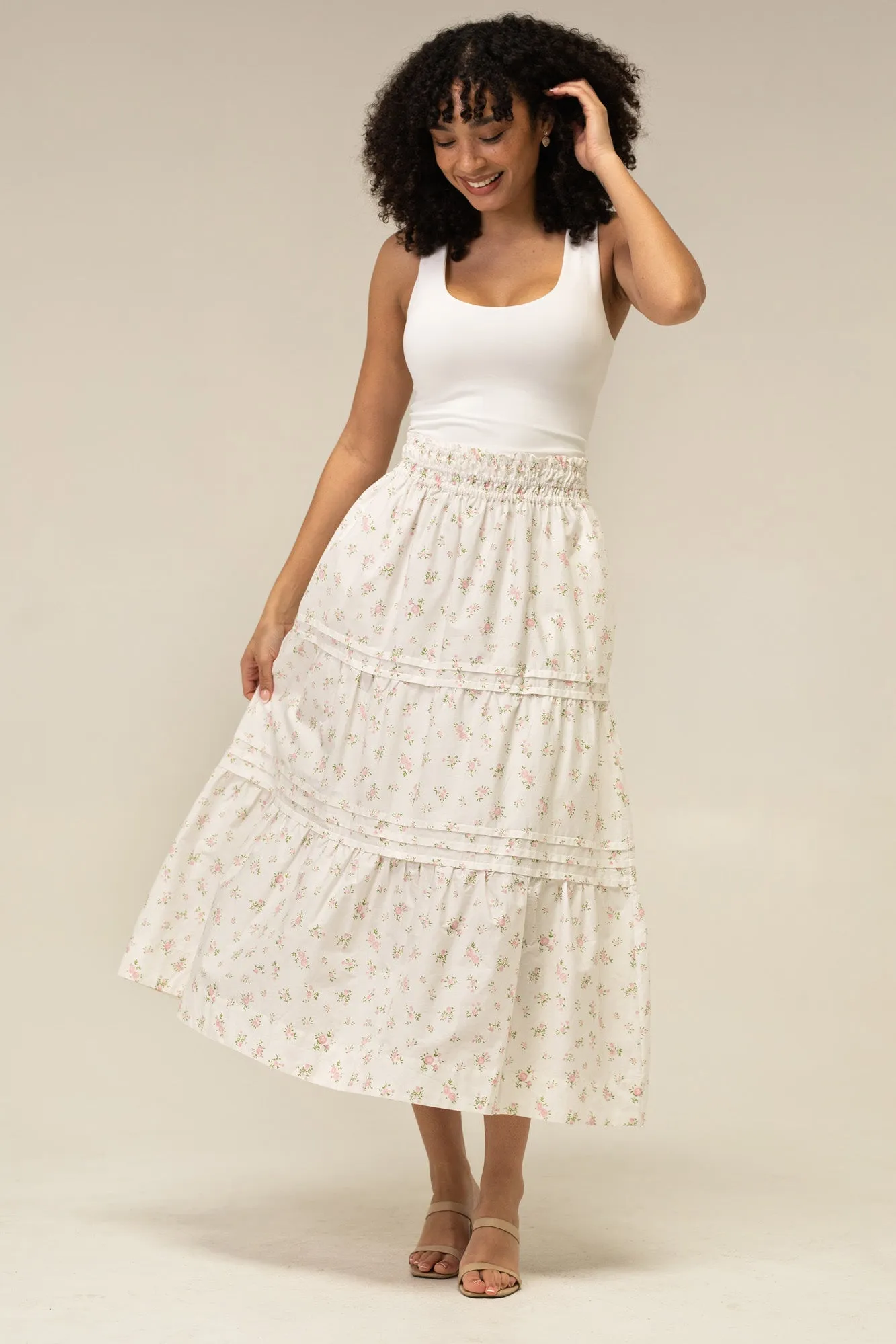Veronica Floral Tiered Skirt sold by Morning Lavender