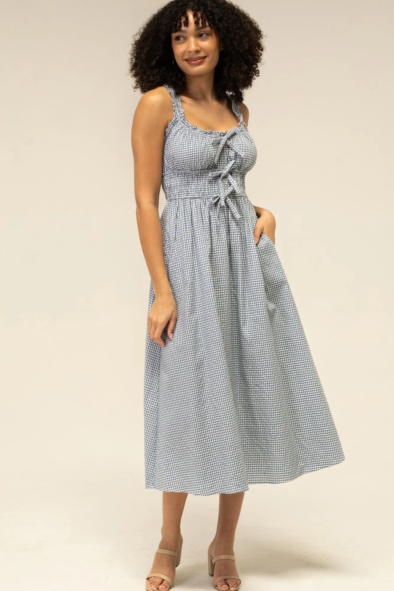 Camille Gingham Bow Dress sold by Morning Lavender product image thumbnail 2