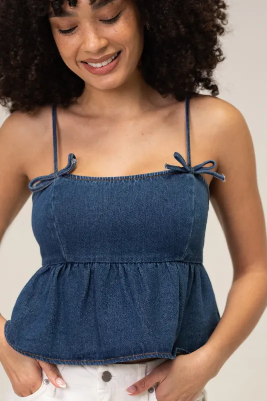 Bailey Denim Bow Top sold by Morning Lavender