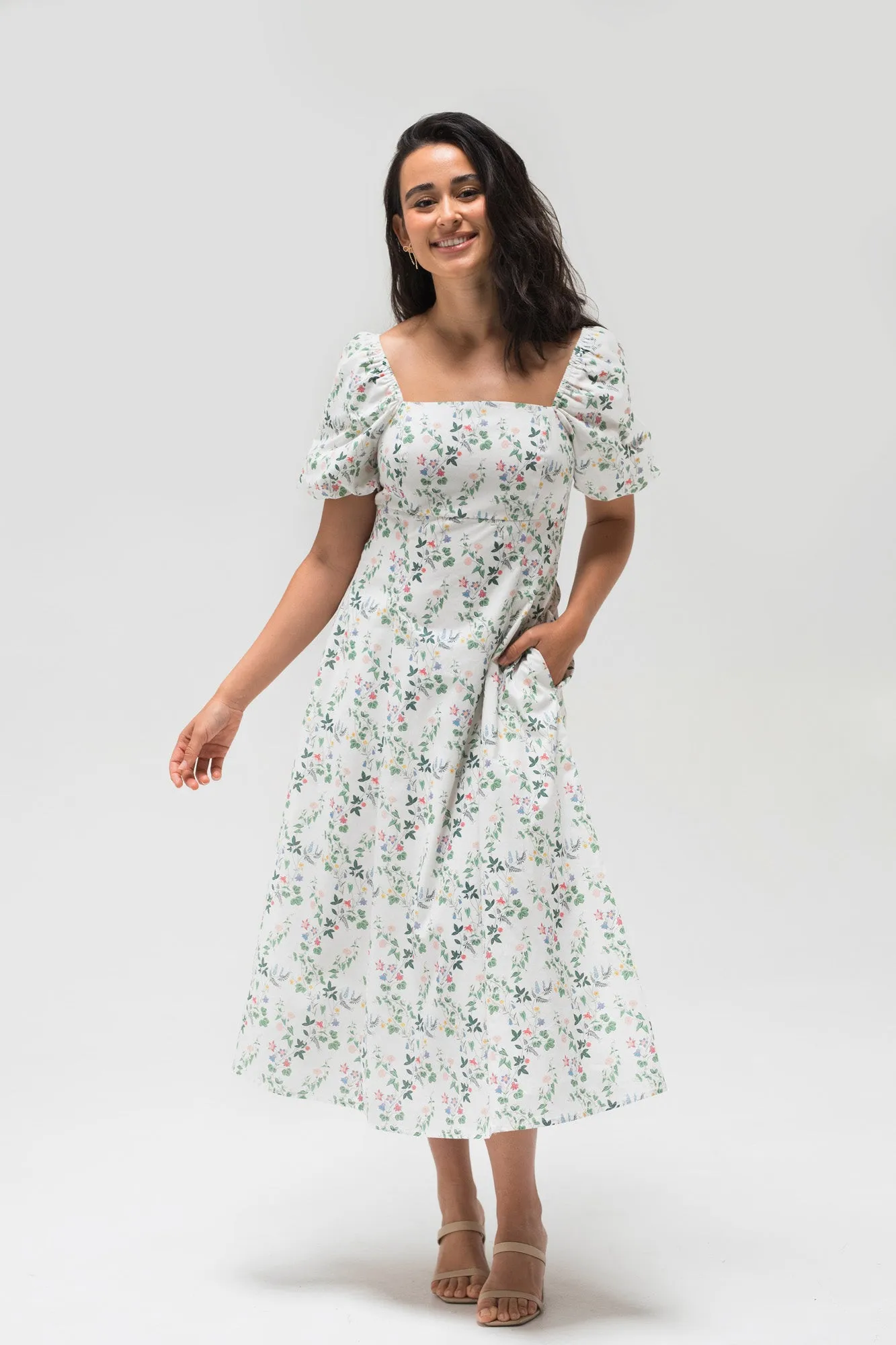 Delilah Floral Midi Dress sold by Morning Lavender