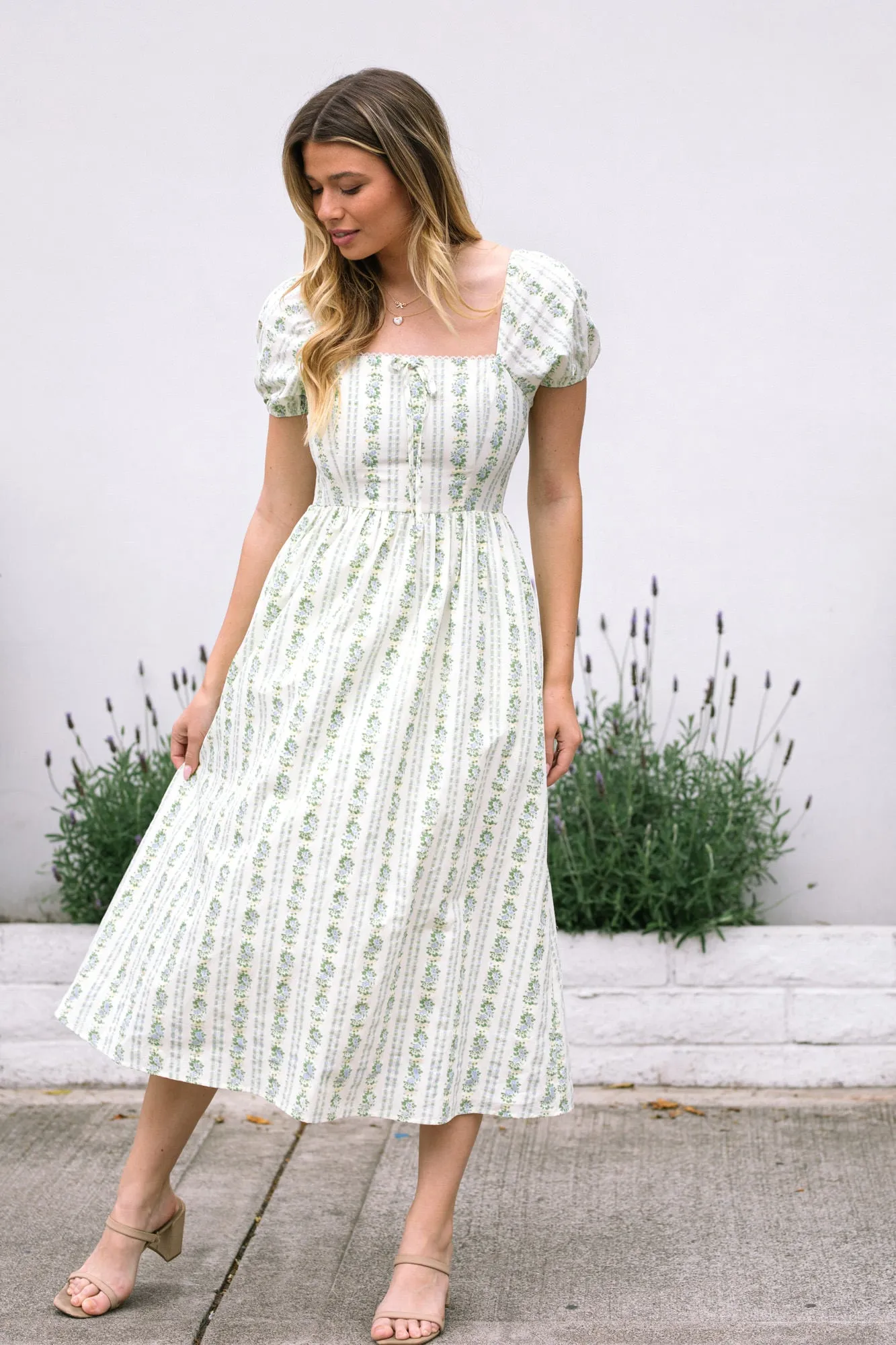 Elaine Floral Striped Dress sold by Morning Lavender product image thumbnail 3