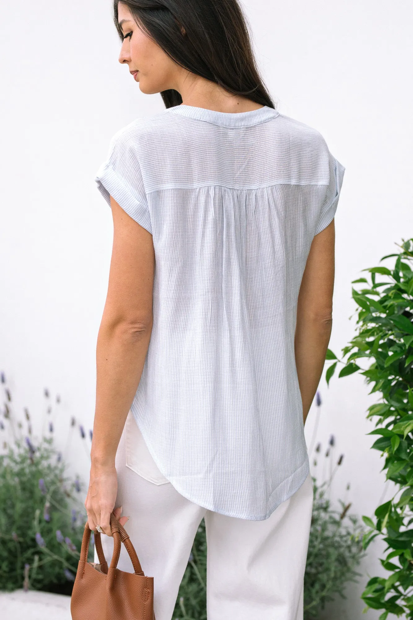 Aja Pinstripe Buttoned Top sold by Morning Lavender product image thumbnail 4