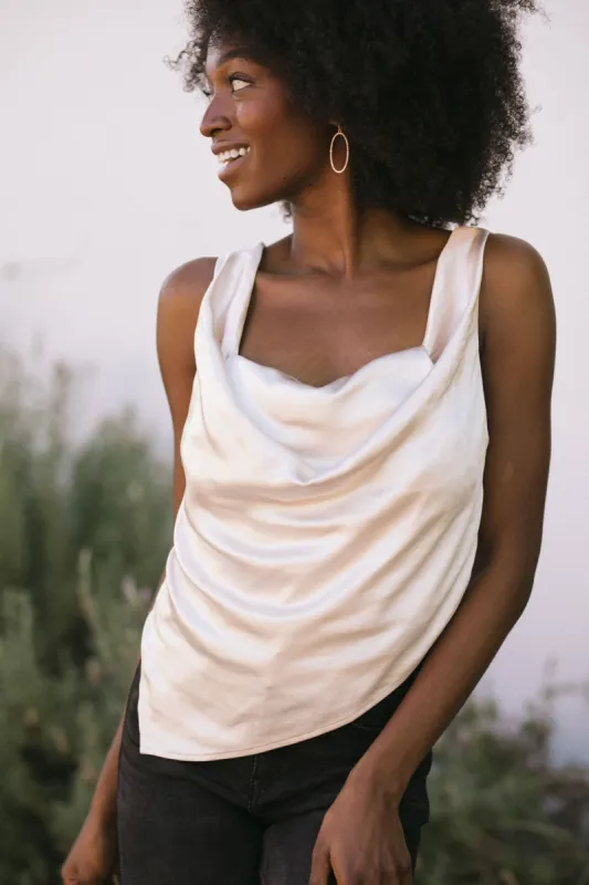 Frida Asymmetrical Satin Blouse sold by Morning Lavender