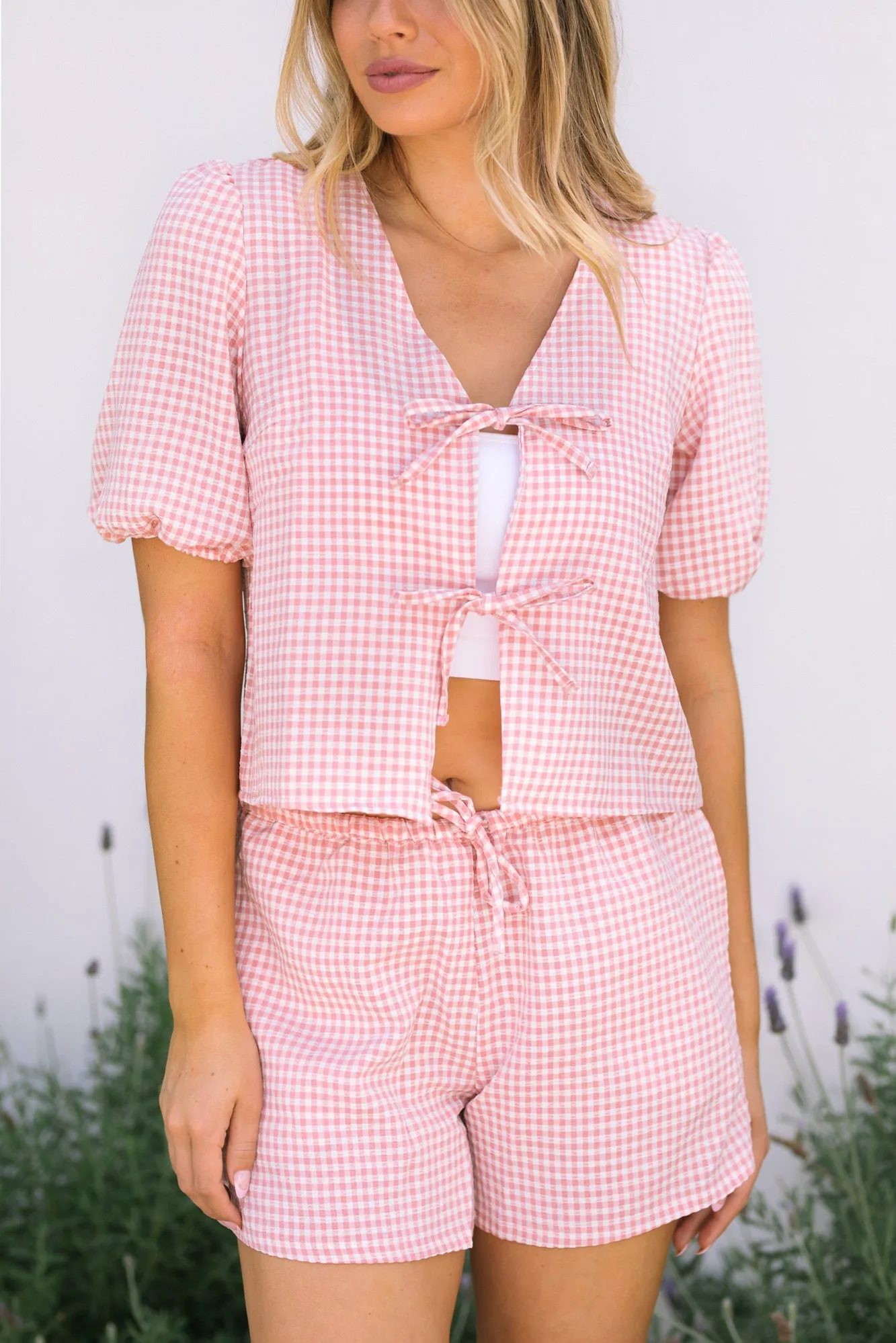 Daphne Drawstring Gingham Shorts sold by Morning Lavender product image thumbnail 3