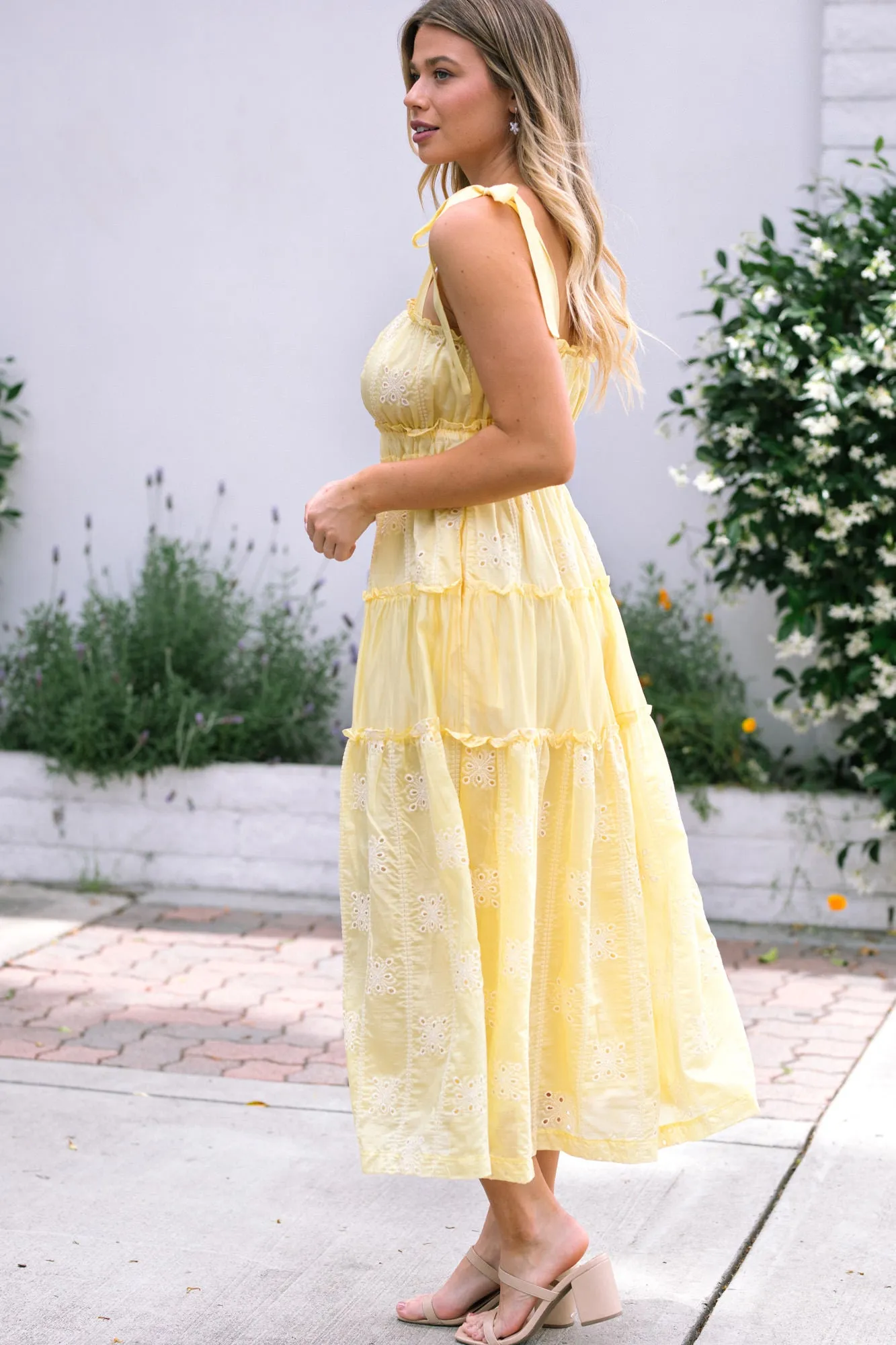 Carmen Tiered Eyelet Dress sold by Morning Lavender product image thumbnail 5