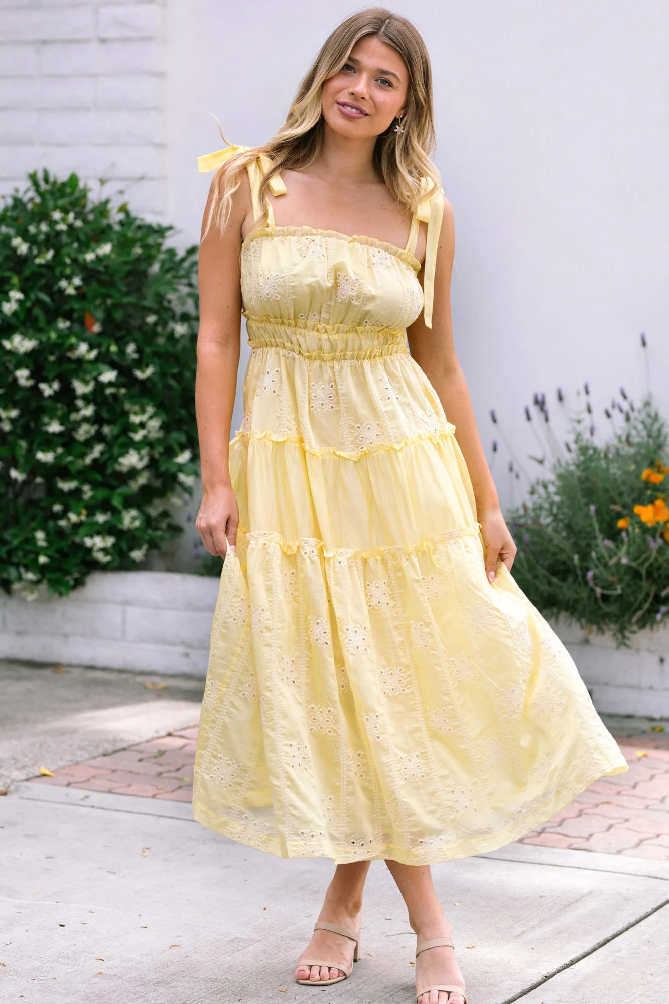 Carmen Tiered Eyelet Dress sold by Morning Lavender product image thumbnail 3