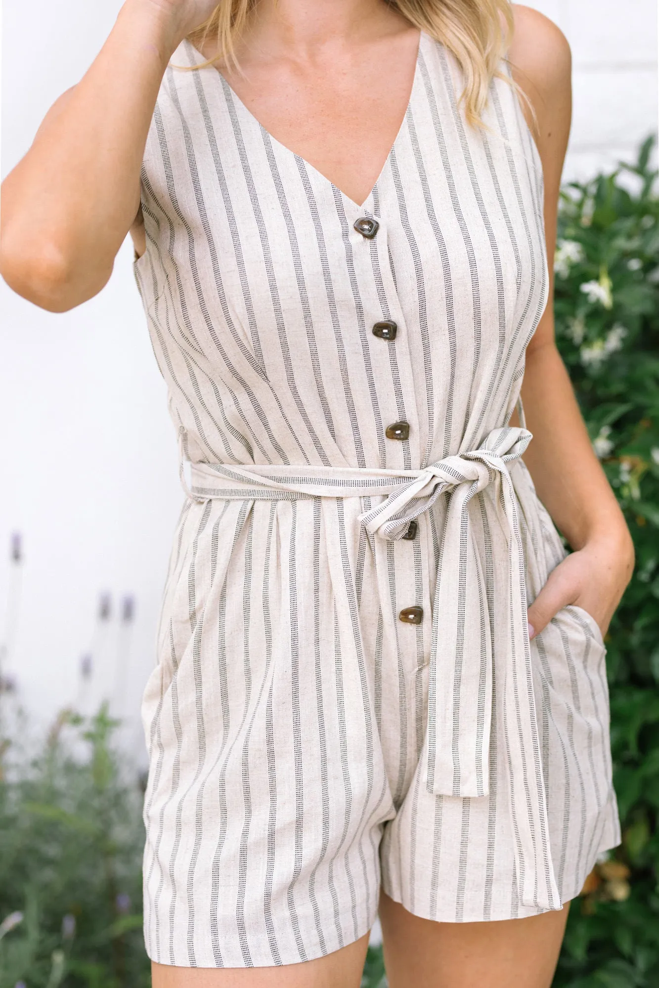 Victoria Striped Buttoned Romper sold by Morning Lavender product image thumbnail 2