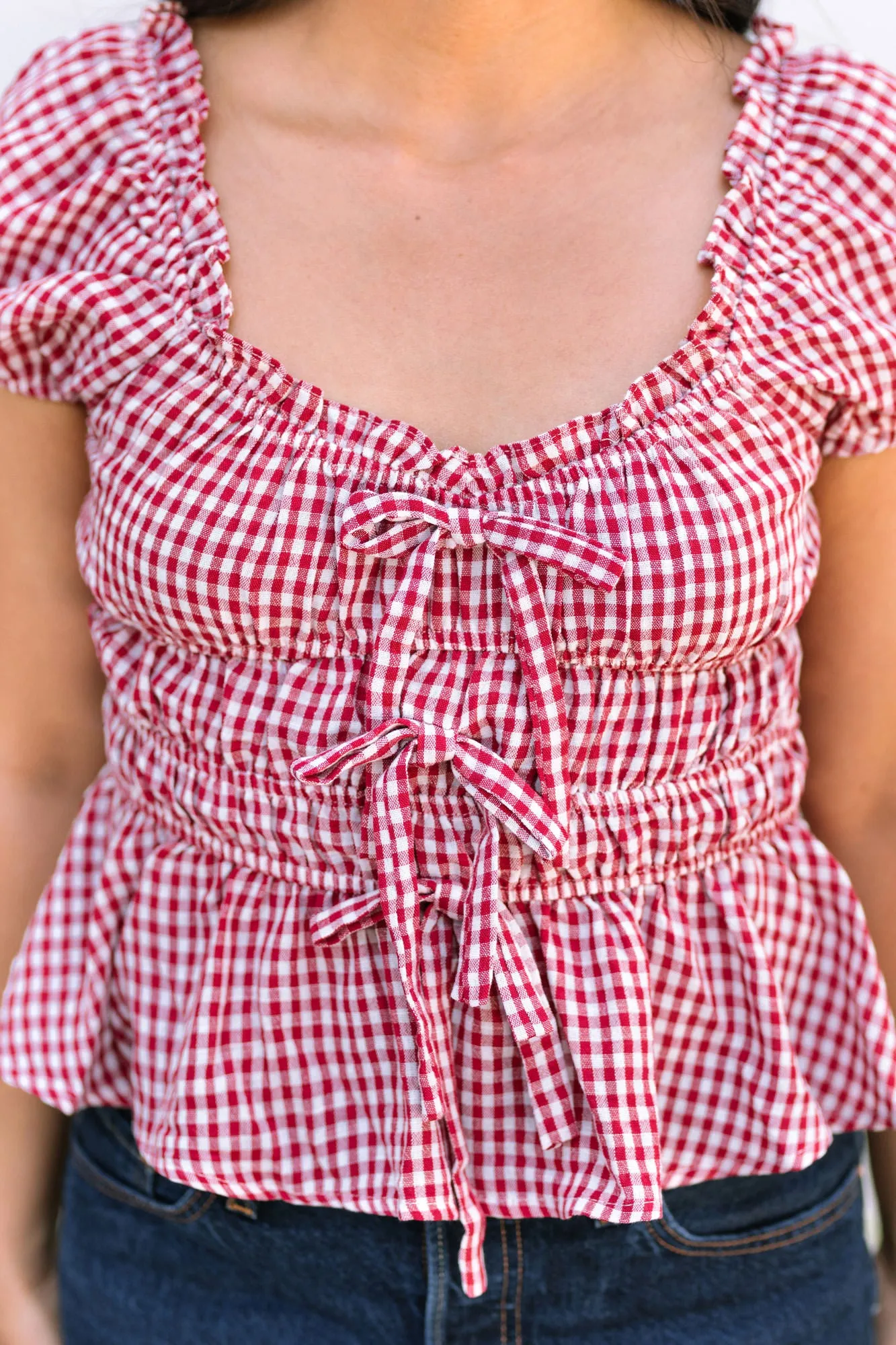 Ruby Gingham Shirred Top sold by Morning Lavender product image thumbnail 2