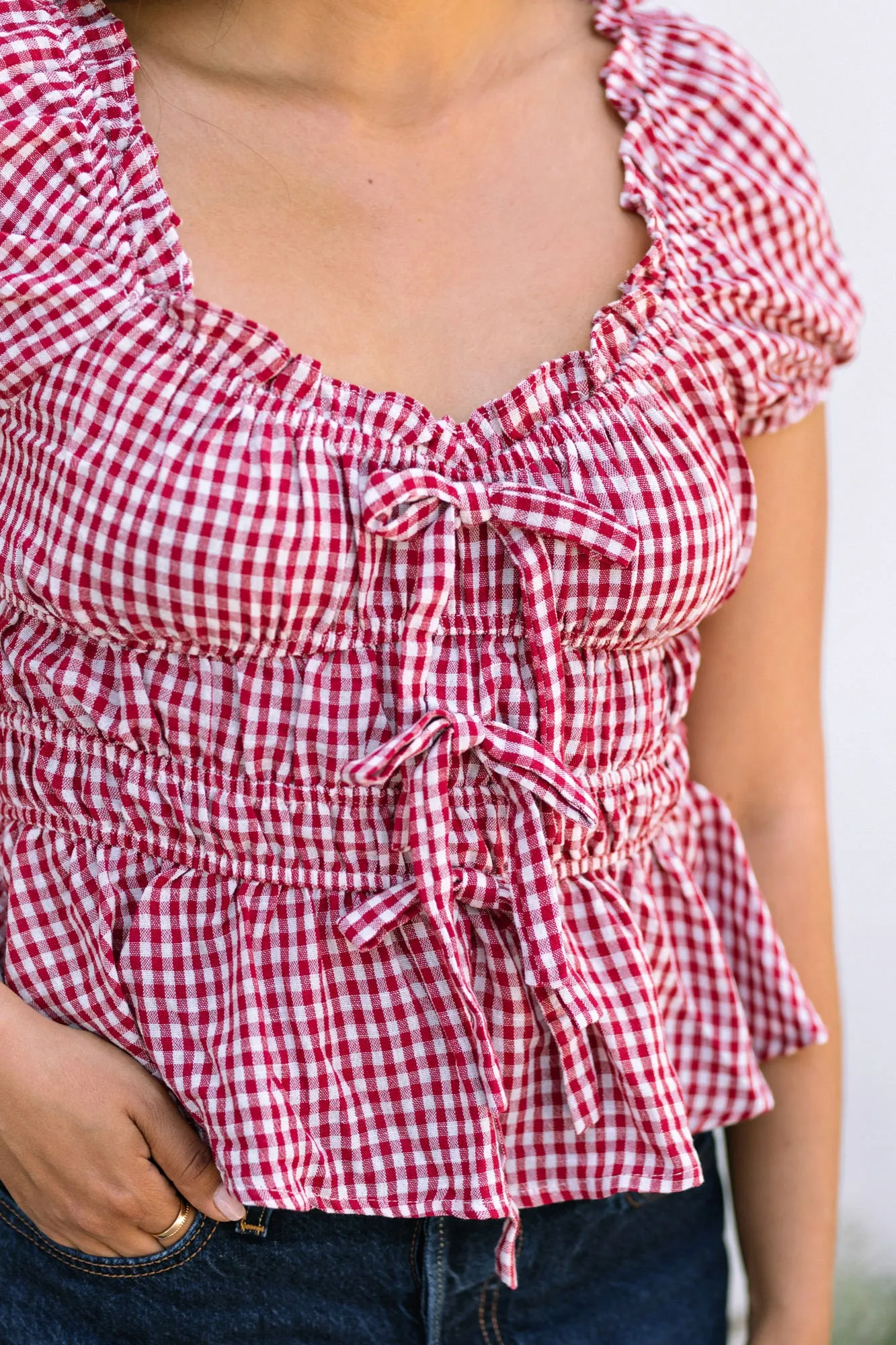 Ruby Gingham Shirred Top sold by Morning Lavender product image thumbnail 5