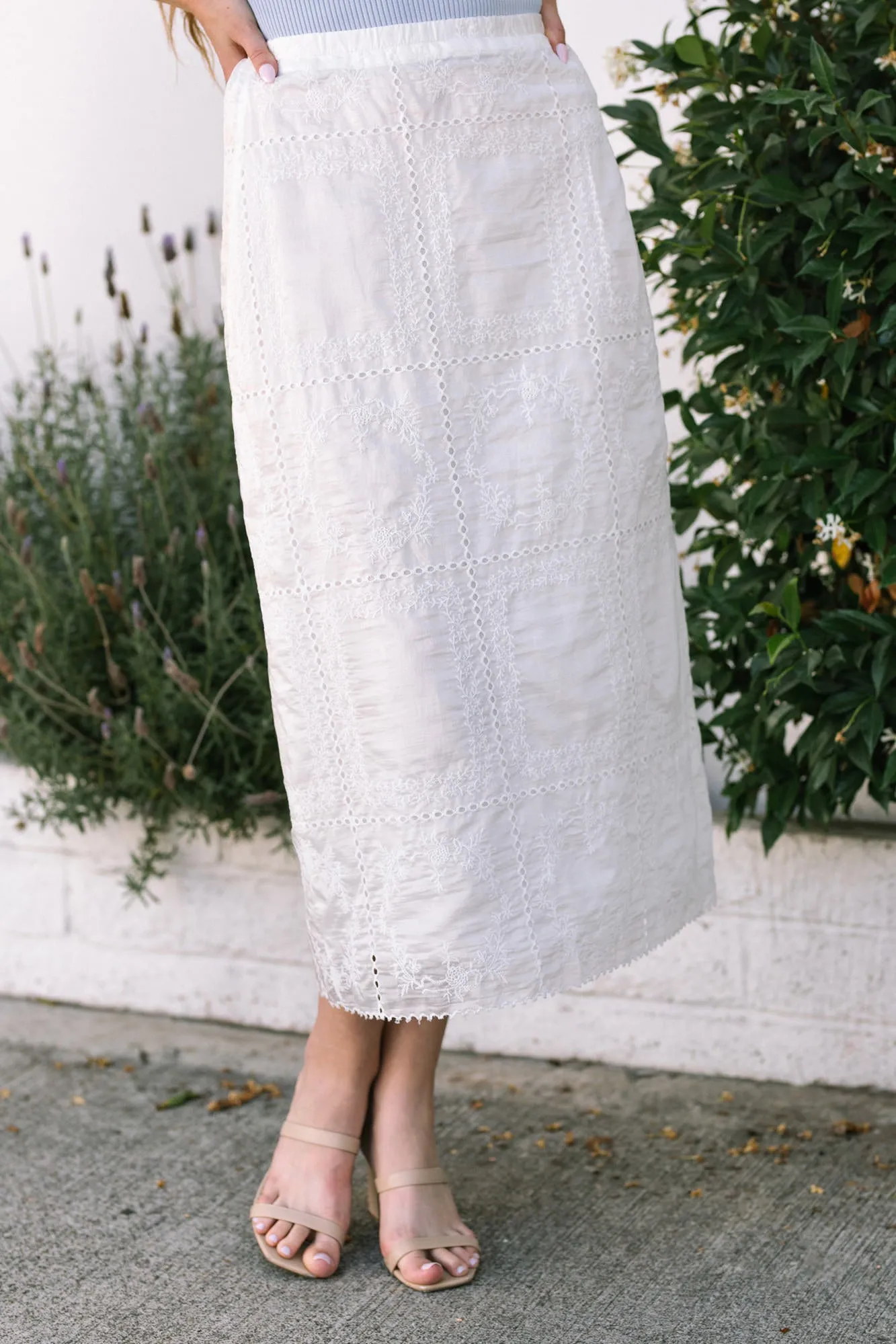 Heidi Eyelet Midi Skirt sold by Morning Lavender
