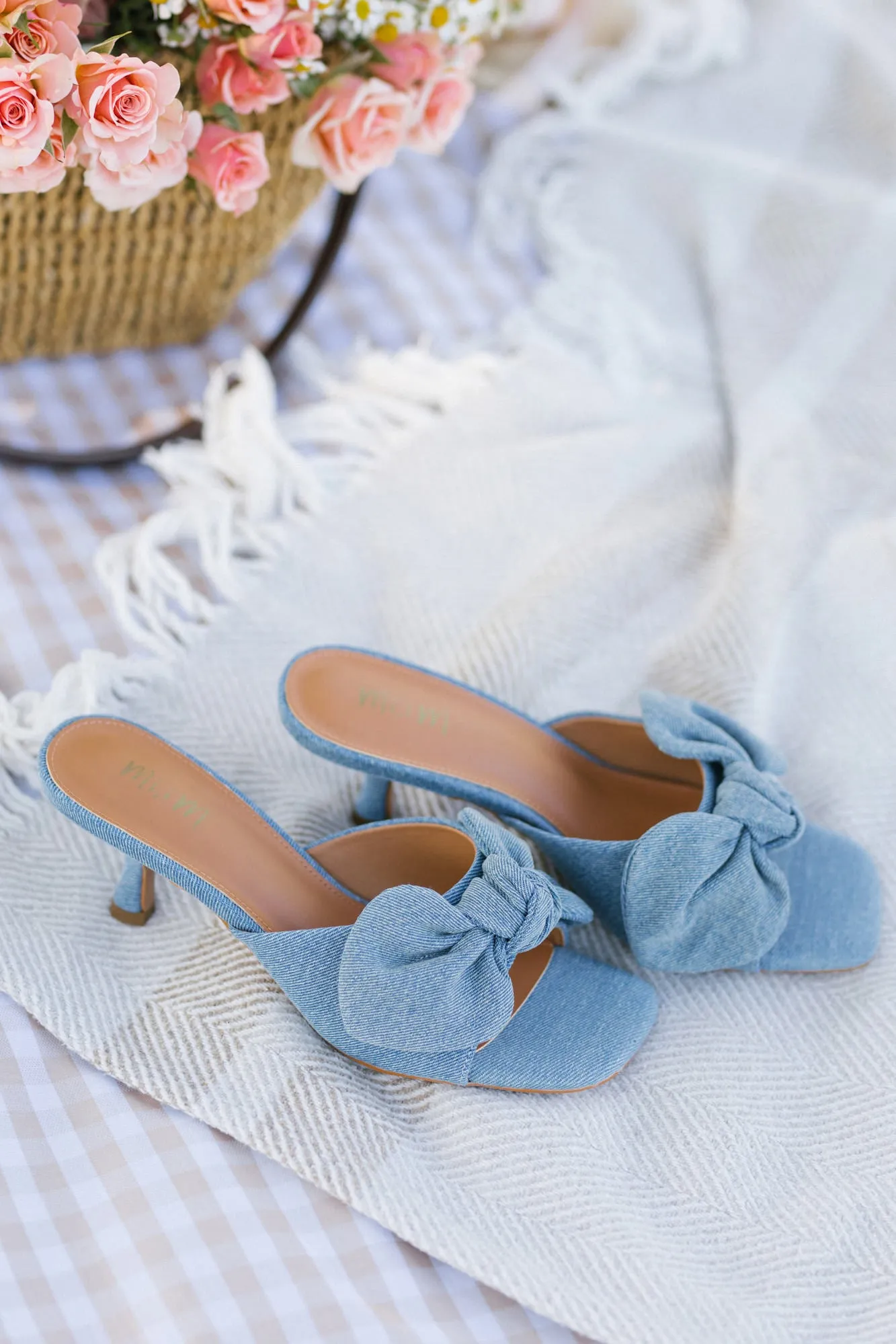 Hannah Denim Kitten Heel sold by Morning Lavender