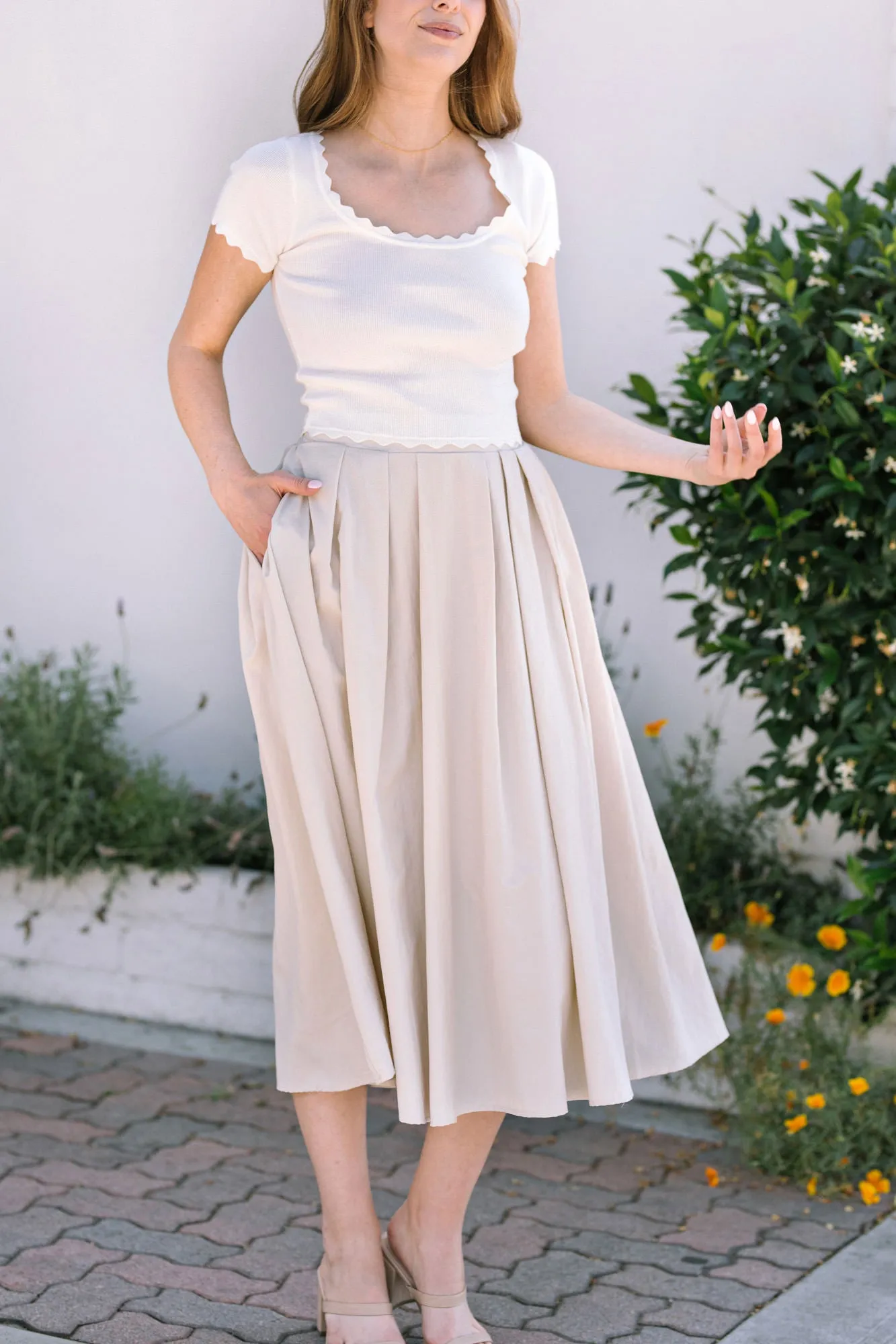Serena Pleated Midi Skirt sold by Morning Lavender