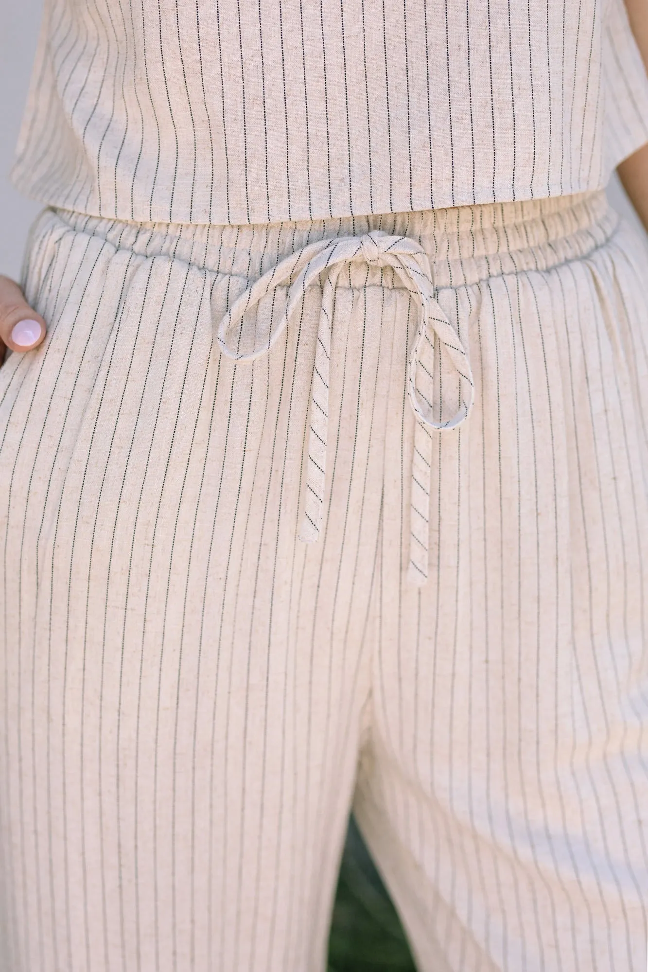 Patricia Drawstring Pinstripe Pants sold by Morning Lavender product image thumbnail 4