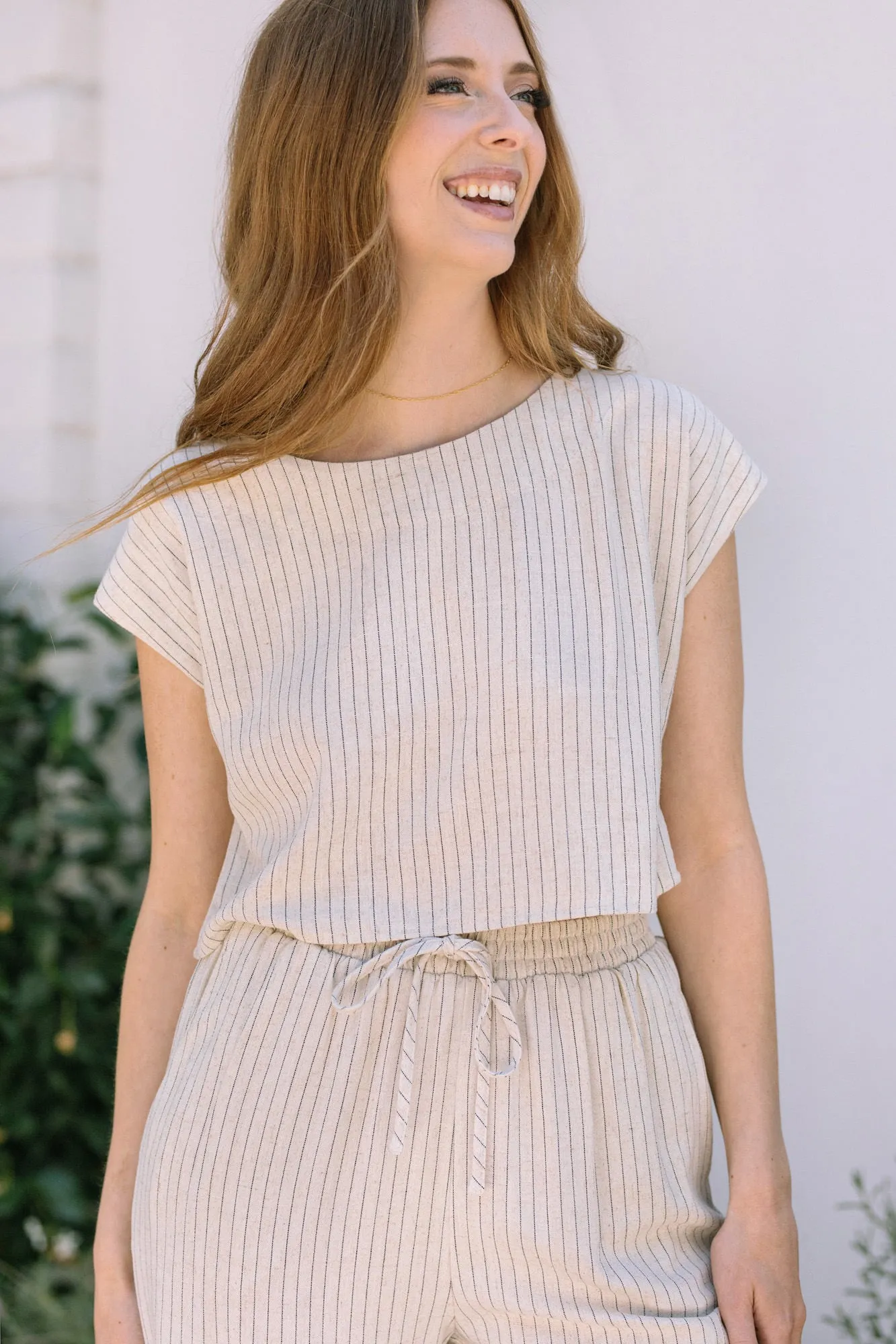 Patricia Cropped Pinstripe Top sold by Morning Lavender