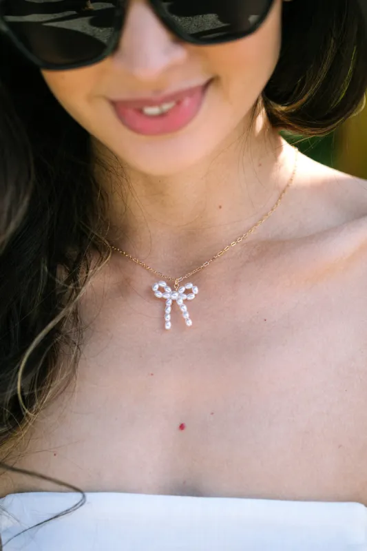 Colleen Pearl Bow Necklace sold by Morning Lavender