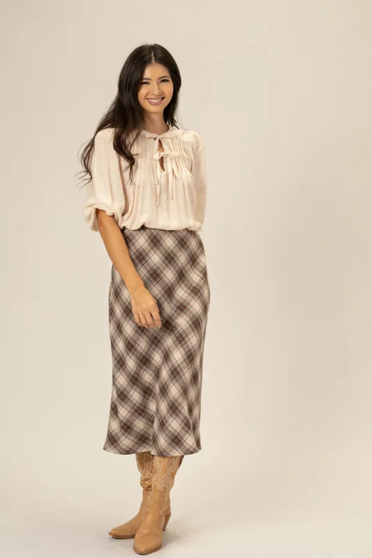 Remi Plaid Midi Skirt sold by Morning Lavender