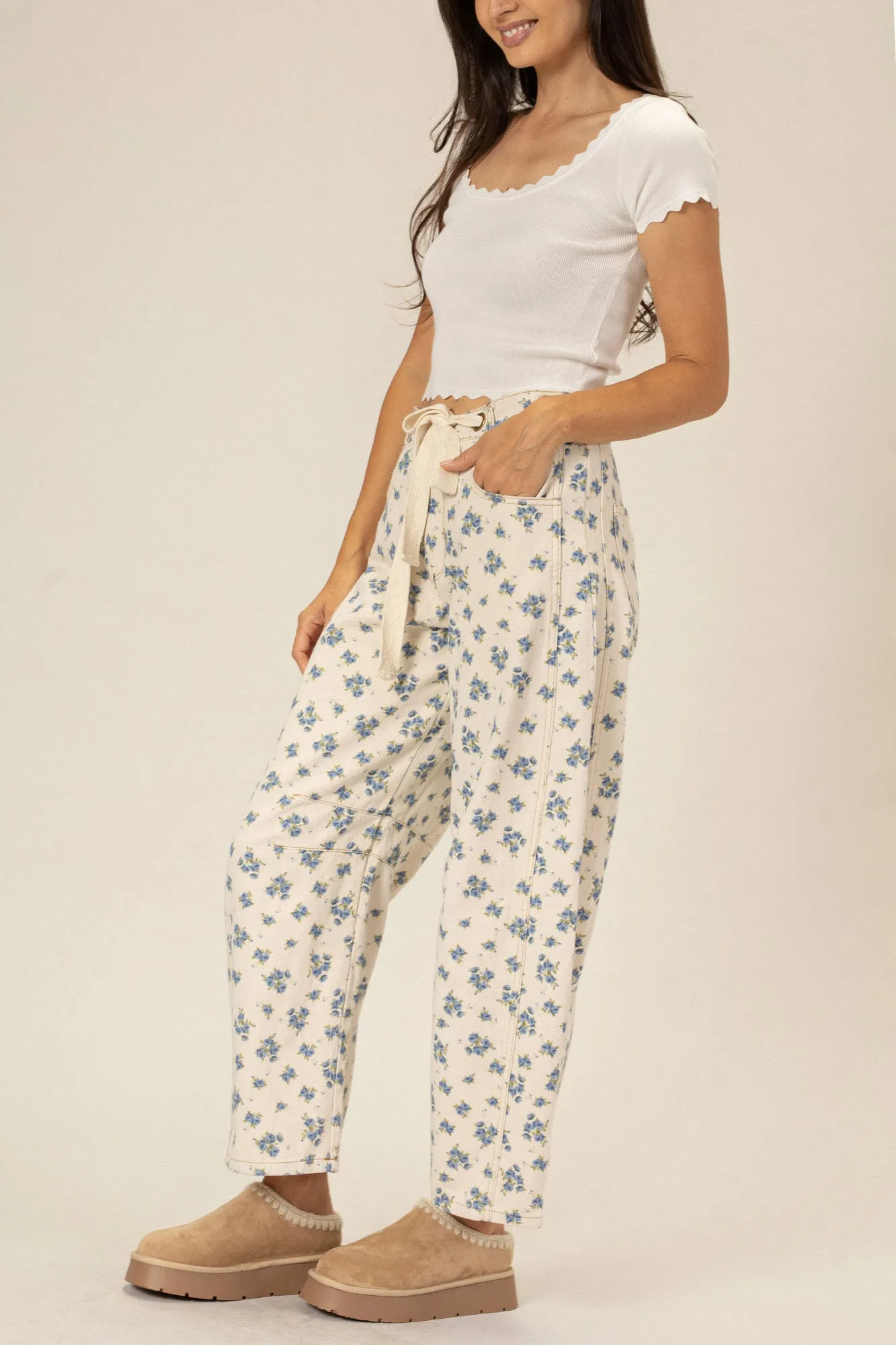 Lindsey Floral Barrel Pants sold by Morning Lavender product image thumbnail 3