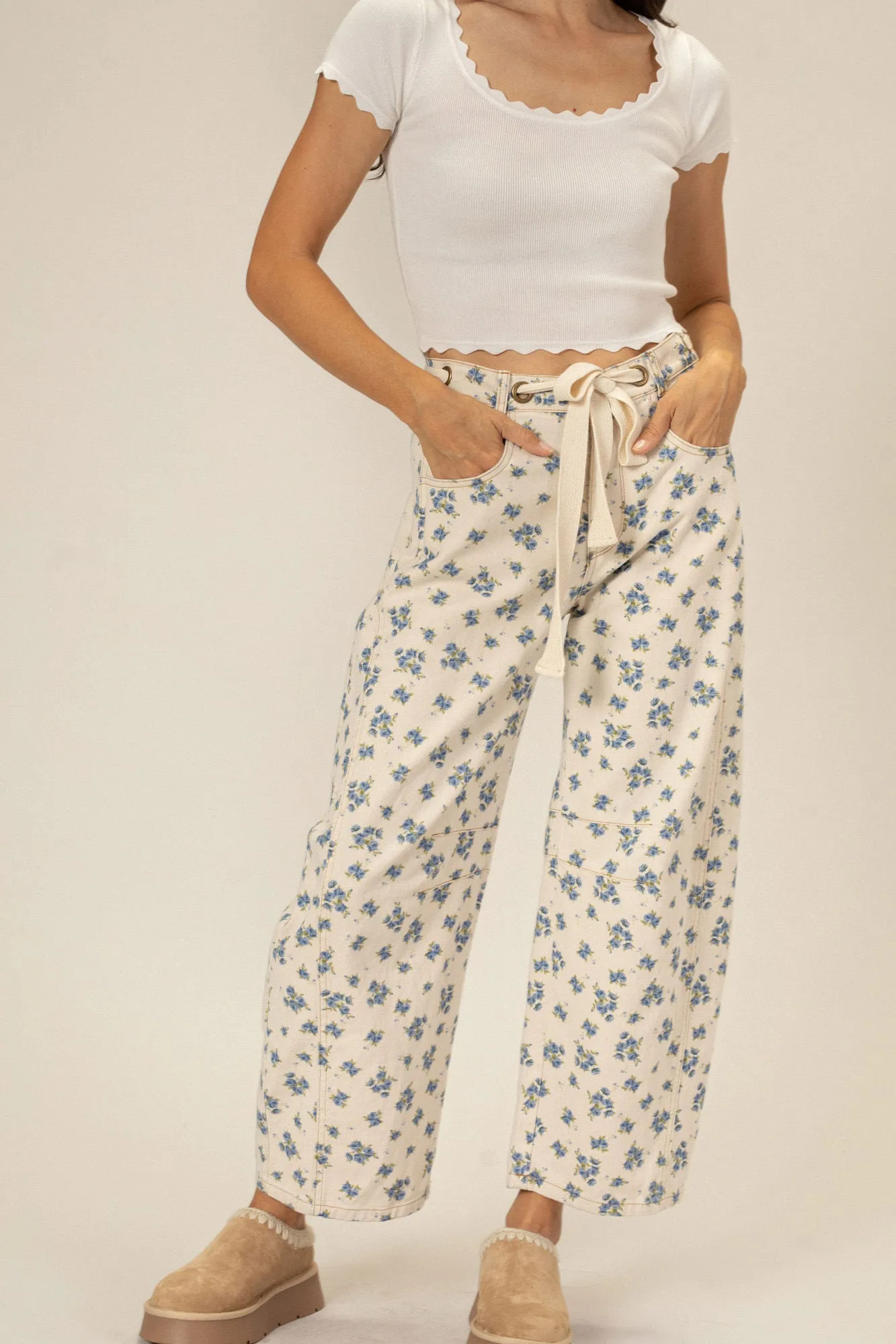 Lindsey Floral Barrel Pants sold by Morning Lavender