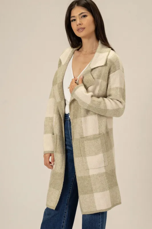 Janine Plaid Lapel Cardigan sold by Morning Lavender