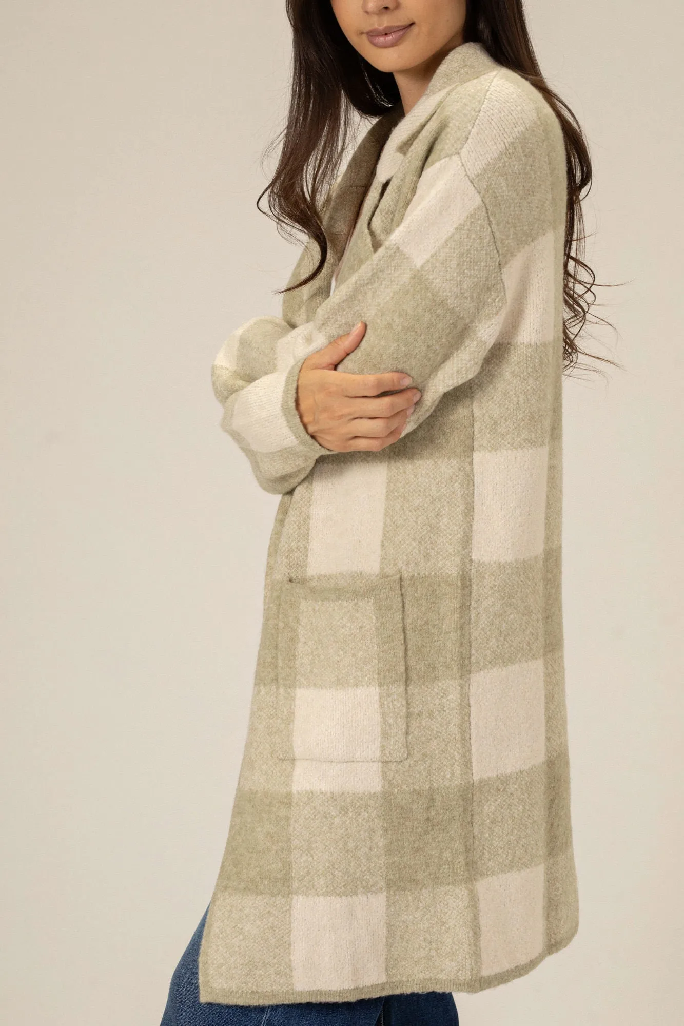 Janine Plaid Lapel Cardigan sold by Morning Lavender product image thumbnail 4