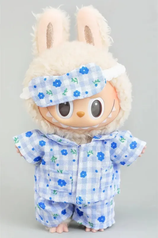 Labubu Blue PJ's and Sleep Mask sold by Morning Lavender