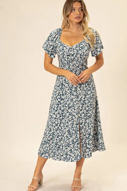 Tara Floral Button Dress sold by Morning Lavender