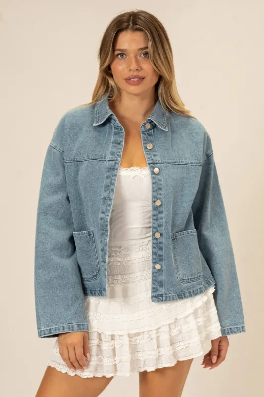 Delaney Buttoned Denim Jacket sold by Morning Lavender