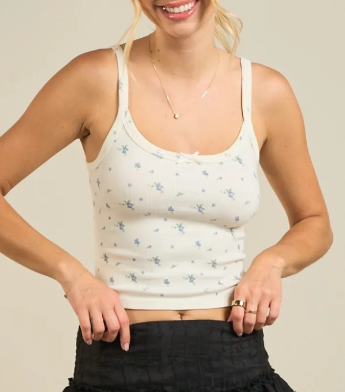 Cassie Ribbed Floral Tank sold by Morning Lavender