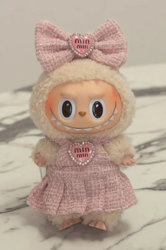 Labubu Pleat Pink Tweed Dress sold by Morning Lavender