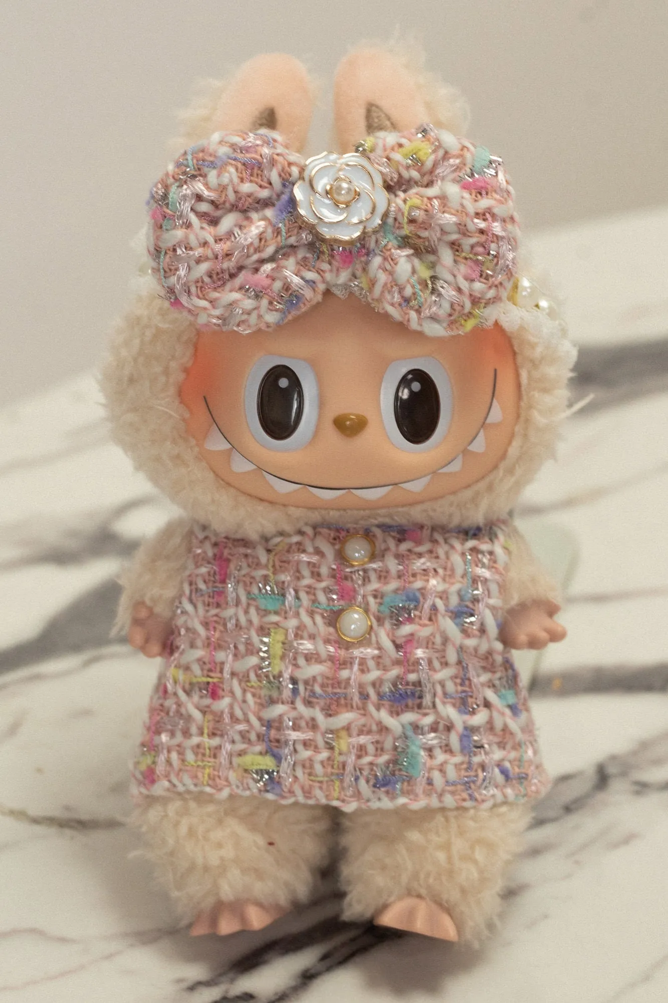 Labubu Pink Tweed Dress and Bow sold by Morning Lavender