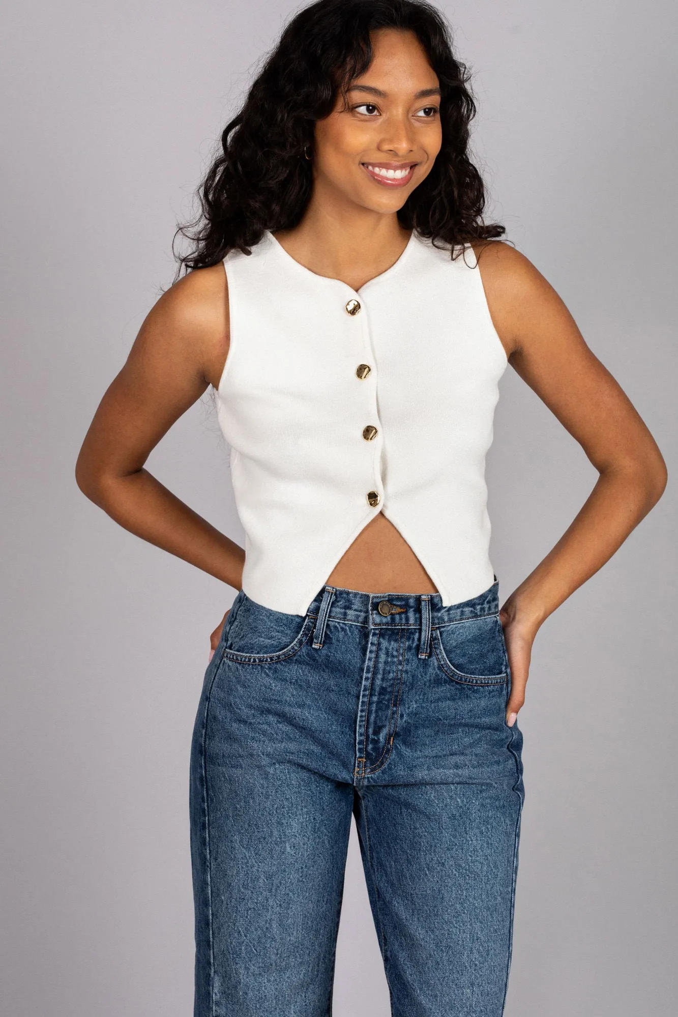 Amber Buttoned Vest Top sold by Morning Lavender