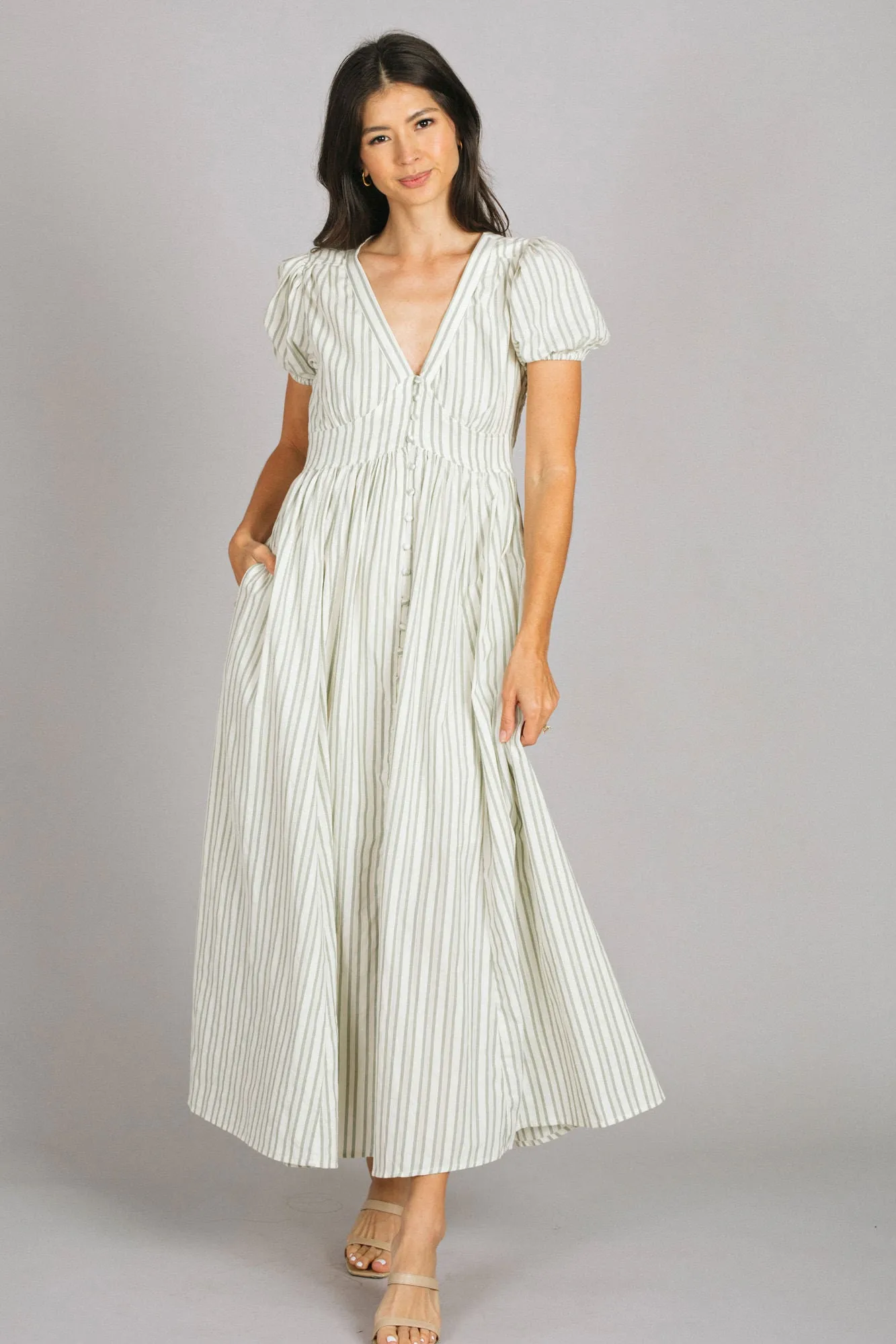 Abigail V-Neck Striped Dress sold by Morning Lavender