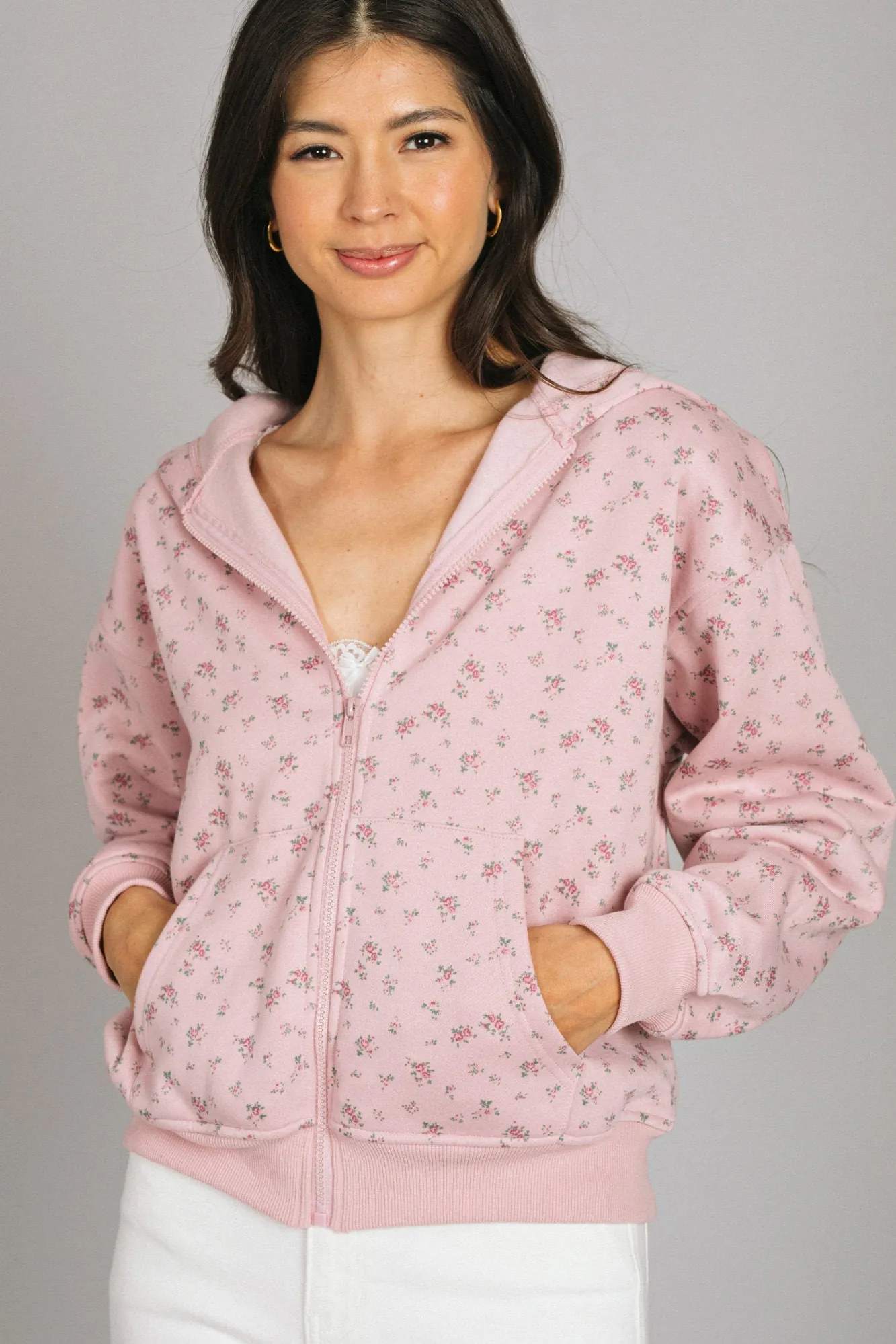 Harlow Floral Zip Hoodie sold by Morning Lavender
