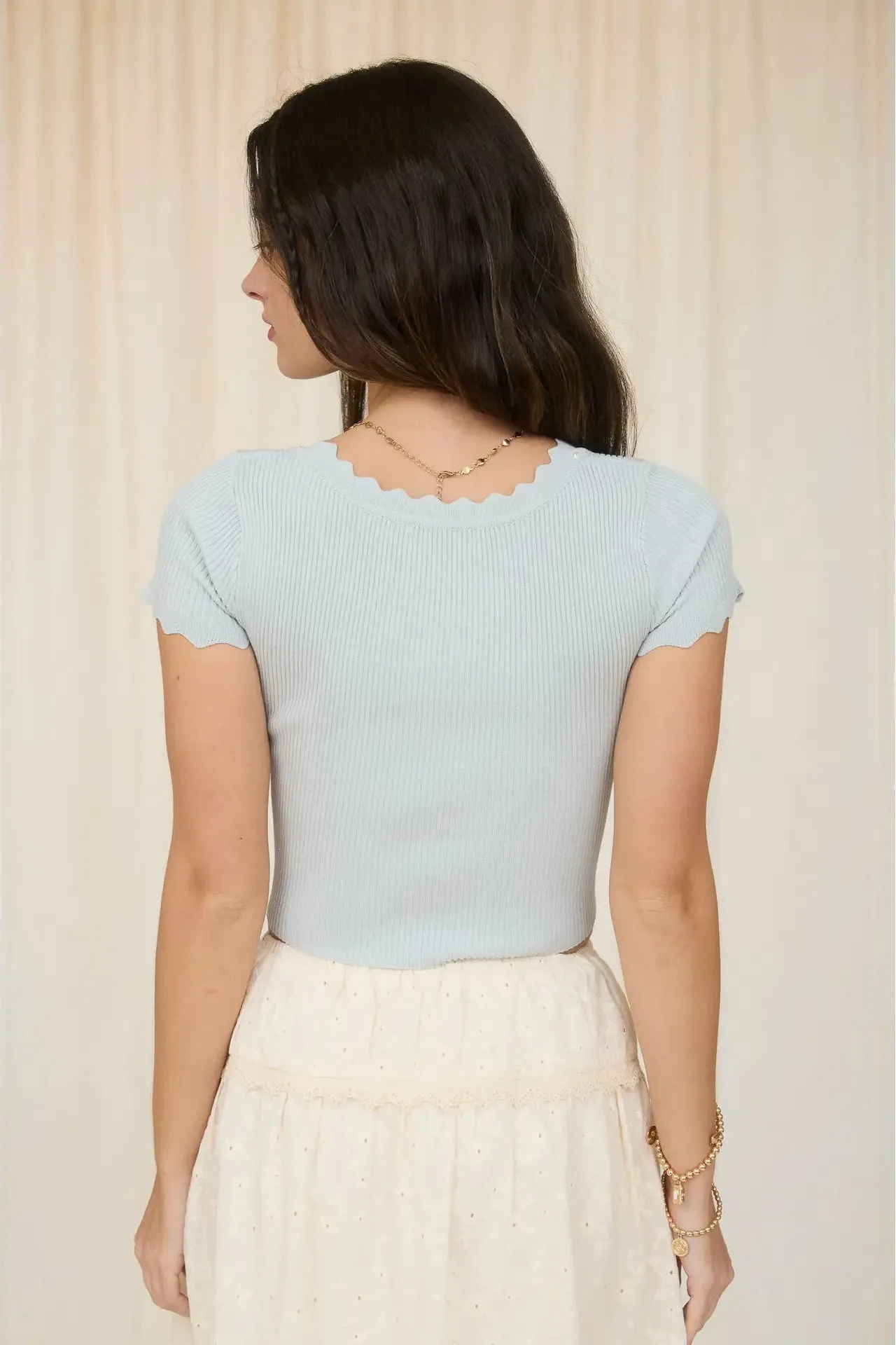Haley Scallop Ribbon Crop Top sold by Morning Lavender product image thumbnail 5