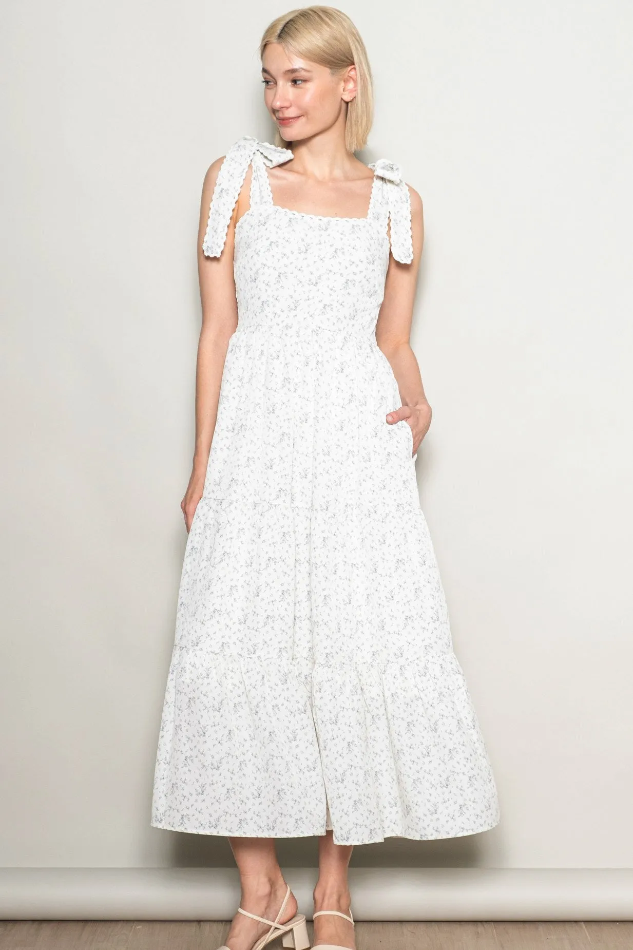 Magnolia Floral Tie Shoulder Dress sold by Morning Lavender product image thumbnail 3