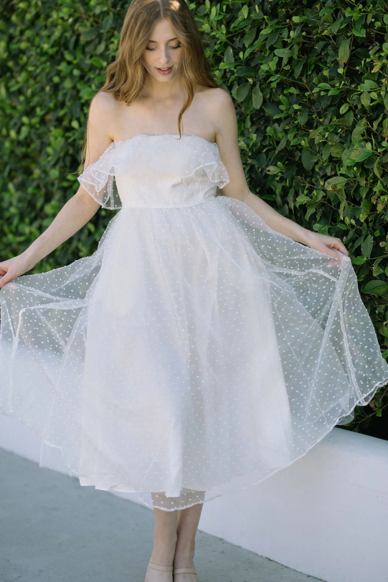 Agnes Off the Shoulder Tulle Midi Dress sold by Morning Lavender product image thumbnail 3