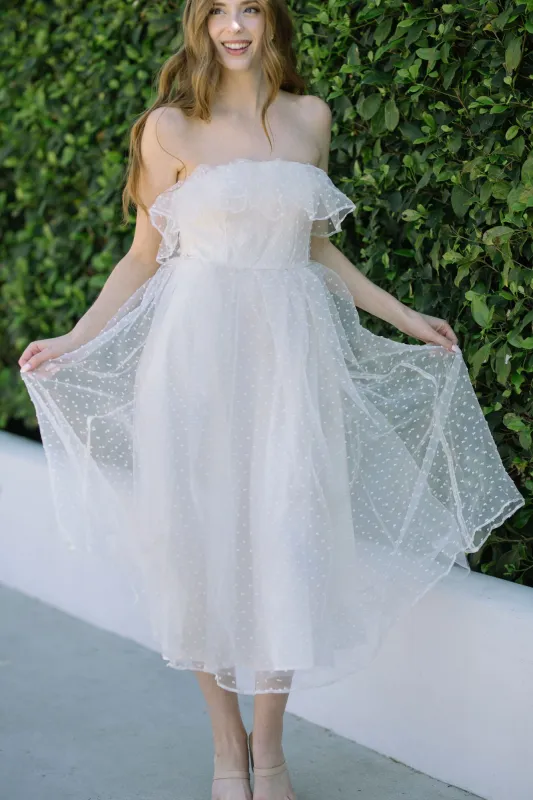 Agnes Off the Shoulder Tulle Midi Dress made by Bright