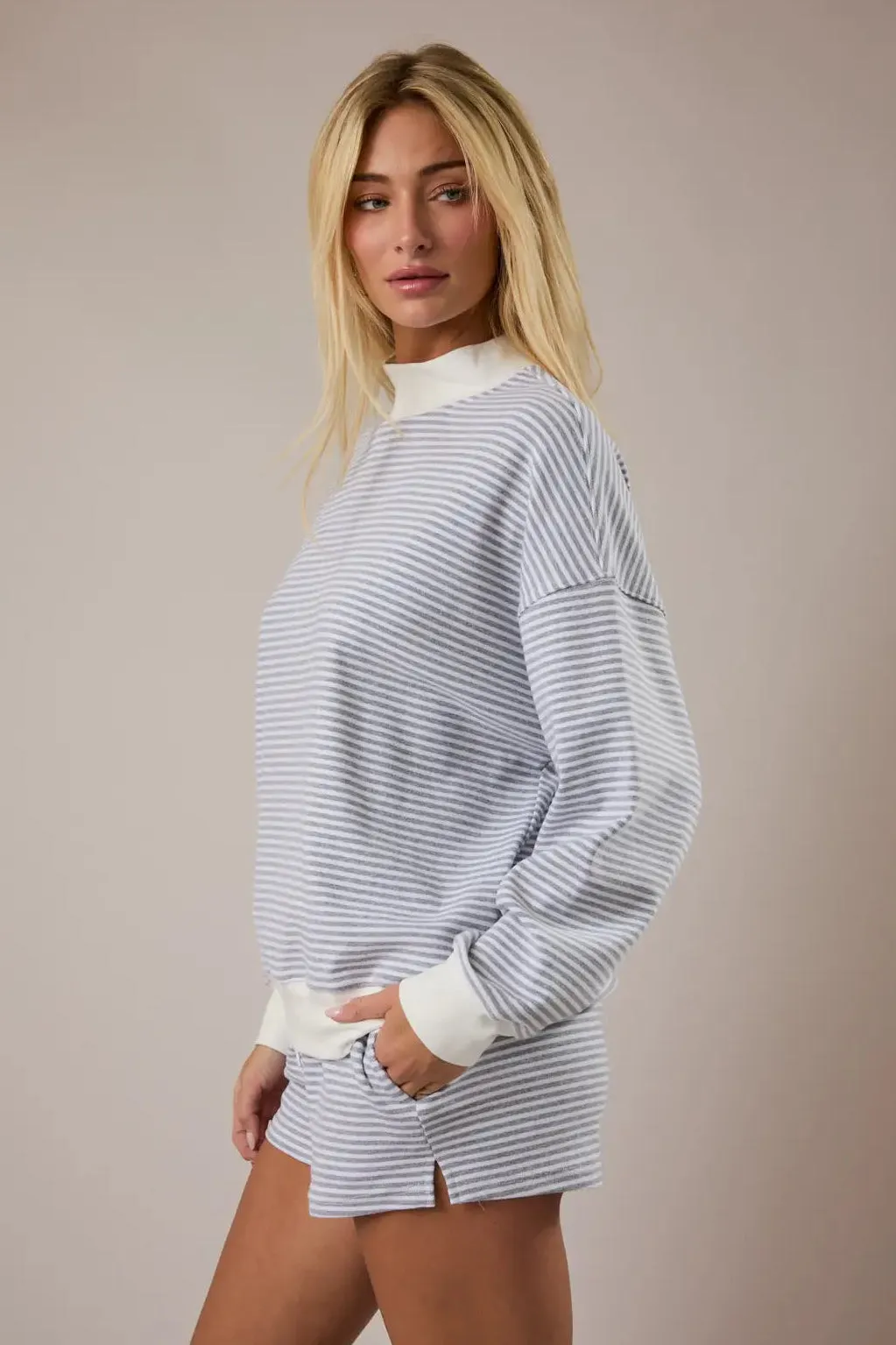 Danica Mock Neck Stripe Sweatshirt sold by Morning Lavender product image thumbnail 4