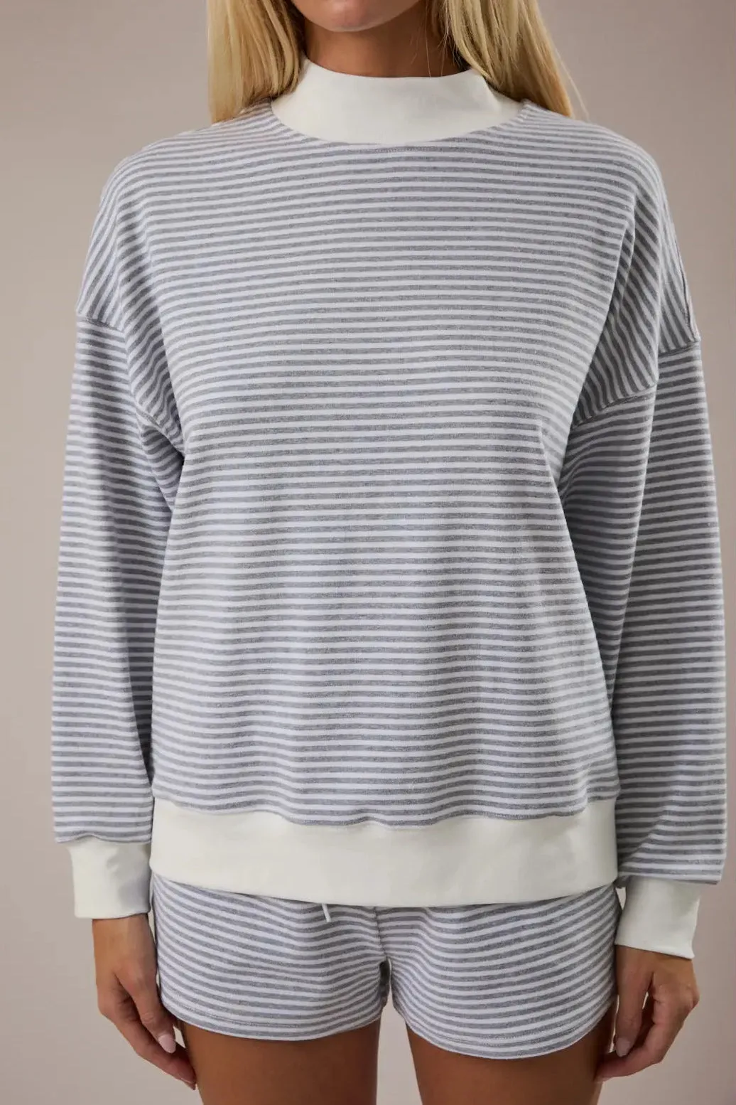 Danica Mock Neck Stripe Sweatshirt sold by Morning Lavender product image thumbnail 2