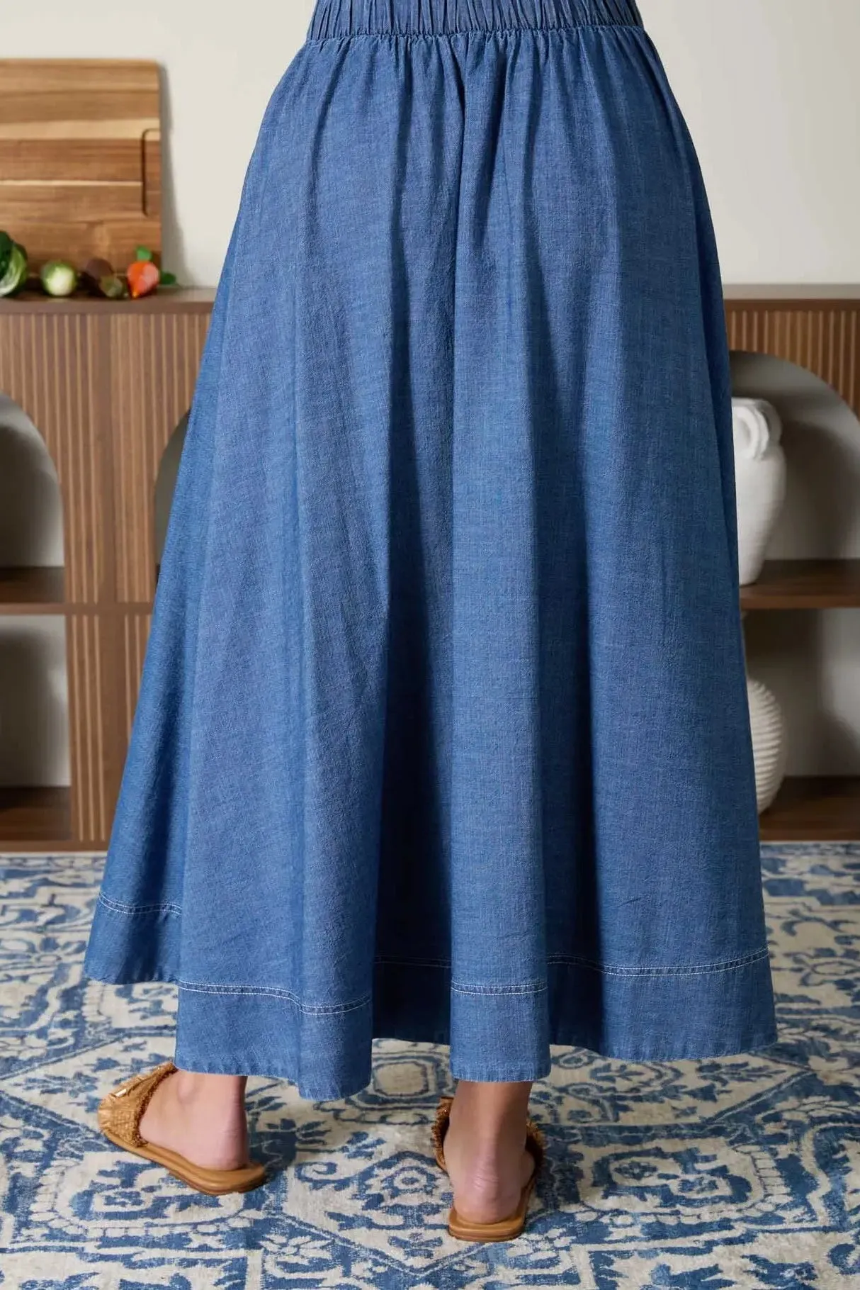 Mina Pleated Denim Midi Skirt sold by Morning Lavender product image thumbnail 2